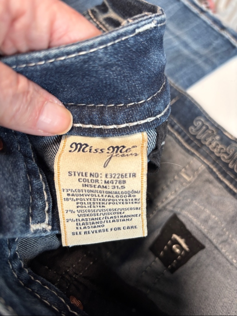 Miss Me Distressed Dark Blue Skinny Jeans - Picture 8 of 9